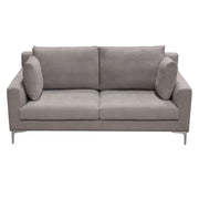 Seattle Loose Back Loveseat in Grey Polyester Fabric w/ Polished Silver Metal Leg by Diamond Sofa - R&R Furniture Gallery (Fountain Valley, CA)