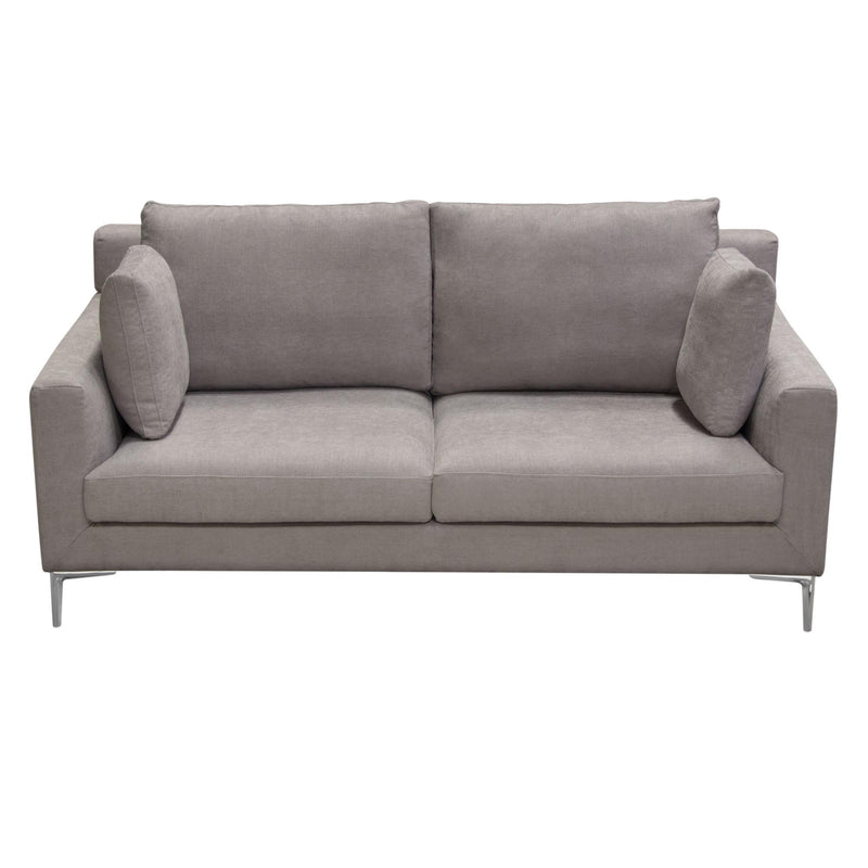Seattle Loose Back Loveseat in Grey Polyester Fabric w/ Polished Silver Metal Leg by Diamond Sofa - R&R Furniture Gallery (Fountain Valley, CA)