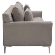 Seattle Loose Back Loveseat in Grey Polyester Fabric w/ Polished Silver Metal Leg by Diamond Sofa - R&R Furniture Gallery (Fountain Valley, CA)