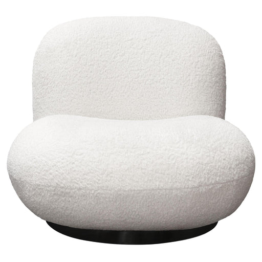 Simone Swivel Accent Chair in White Faux Sheepskin Fabric by Diamond Sofa - R&R Furniture Gallery (Fountain Valley, CA)