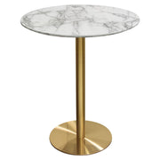 Stella 36" Round Bar Height Table w/ Faux Marble Top and Brushed Gold Metal Base by Diamond Sofa - R&R Furniture Gallery (Fountain Valley, CA)