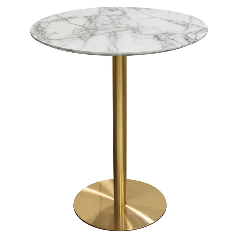 Stella 36" Round Bar Height Table w/ Faux Marble Top and Brushed Gold Metal Base by Diamond Sofa - R&R Furniture Gallery (Fountain Valley, CA)