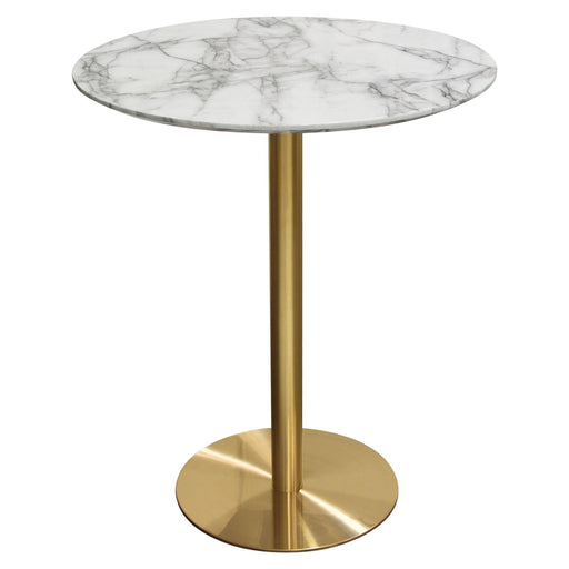 Stella 36" Round Bar Height Table w/ Faux Marble Top and Brushed Gold Metal Base by Diamond Sofa - R&R Furniture Gallery (Fountain Valley, CA)