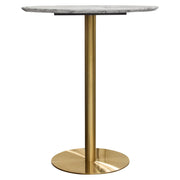 Stella 36" Round Bar Height Table w/ Faux Marble Top and Brushed Gold Metal Base by Diamond Sofa - R&R Furniture Gallery (Fountain Valley, CA)