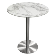 Stella 36" Round Bar Height Table w/ Faux Marble Top and Brushed Silver Metal Base by Diamond Sofa - R&R Furniture Gallery (Fountain Valley, CA)