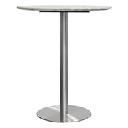 Stella 36" Round Bar Height Table w/ Faux Marble Top and Brushed Silver Metal Base by Diamond Sofa - R&R Furniture Gallery (Fountain Valley, CA)