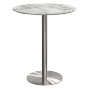 Stella 36" Round Bar Height Table w/ Faux Marble Top and Brushed Silver Metal Base by Diamond Sofa - R&R Furniture Gallery (Fountain Valley, CA)