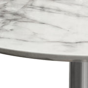 Stella 36" Round Bar Height Table w/ Faux Marble Top and Brushed Silver Metal Base by Diamond Sofa - R&R Furniture Gallery (Fountain Valley, CA)