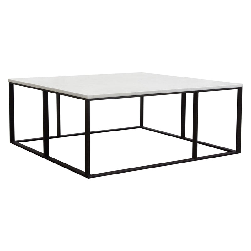 Surface Square Cocktail Table w/ Engineered Marble Top & Black Powder Coated Metal Base by Diamond Sofa - R&R Furniture Gallery (Fountain Valley, CA)