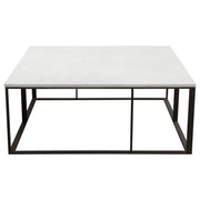 Surface Square Cocktail Table w/ Engineered Marble Top & Black Powder Coated Metal Base by Diamond Sofa - R&R Furniture Gallery (Fountain Valley, CA)