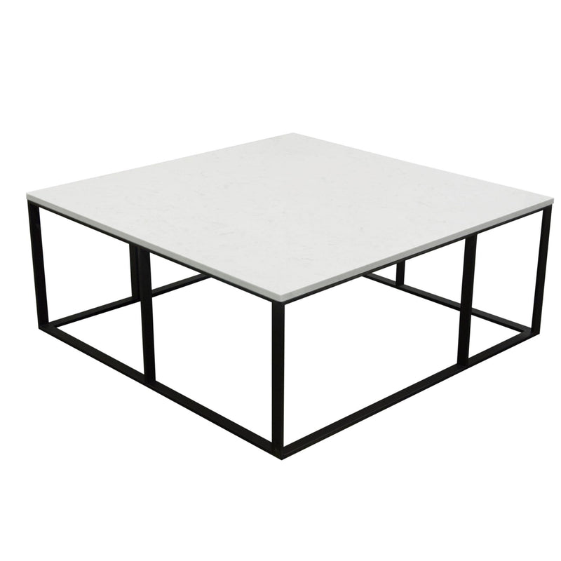 Surface Square Cocktail Table w/ Engineered Marble Top & Black Powder Coated Metal Base by Diamond Sofa - R&R Furniture Gallery (Fountain Valley, CA)
