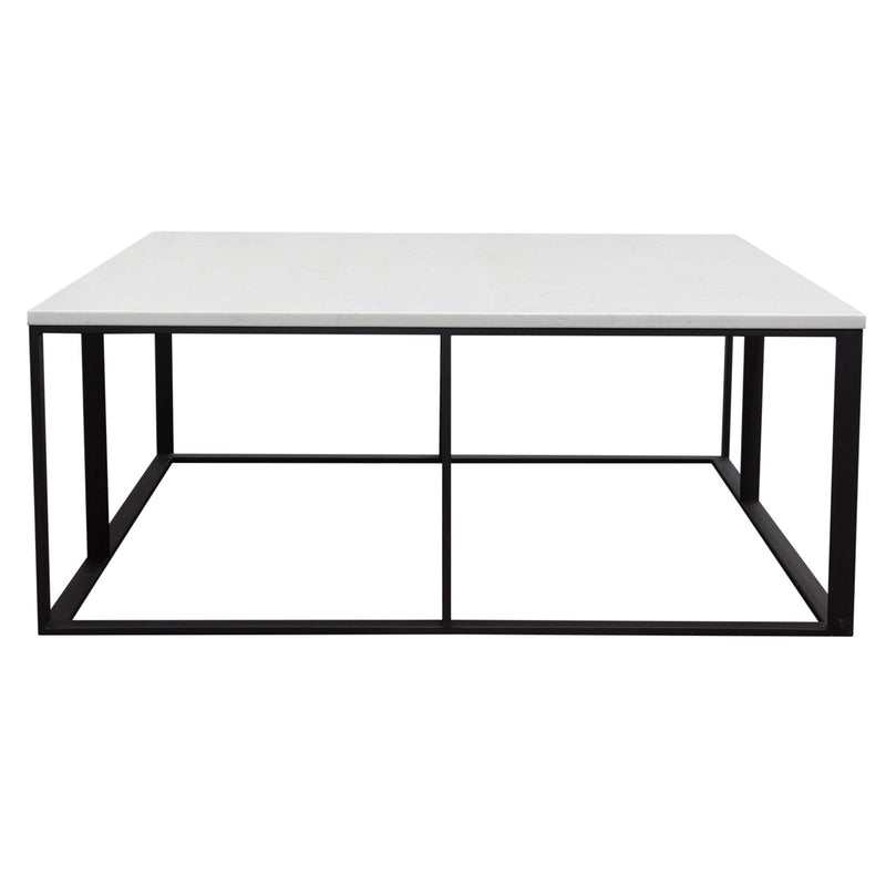 Surface Square Cocktail Table w/ Engineered Marble Top & Black Powder Coated Metal Base by Diamond Sofa - R&R Furniture Gallery (Fountain Valley, CA)