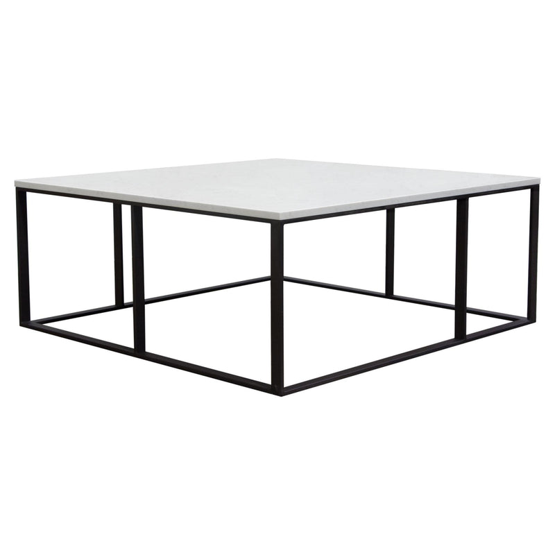 Surface Square Cocktail Table w/ Engineered Marble Top & Black Powder Coated Metal Base by Diamond Sofa - R&R Furniture Gallery (Fountain Valley, CA)