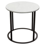 Surface Round End Table w/ Engineered Marble Top & Black Powder Coated Metal Base by Diamond Sofa - R&R Furniture Gallery (Fountain Valley, CA)