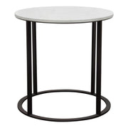 Surface Round End Table w/ Engineered Marble Top & Black Powder Coated Metal Base by Diamond Sofa - R&R Furniture Gallery (Fountain Valley, CA)