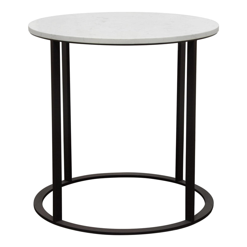 Surface Round End Table w/ Engineered Marble Top & Black Powder Coated Metal Base by Diamond Sofa - R&R Furniture Gallery (Fountain Valley, CA)