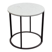 Surface Round End Table w/ Engineered Marble Top & Black Powder Coated Metal Base by Diamond Sofa - R&R Furniture Gallery (Fountain Valley, CA)