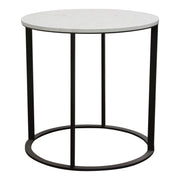 Surface Round End Table w/ Engineered Marble Top & Black Powder Coated Metal Base by Diamond Sofa - R&R Furniture Gallery (Fountain Valley, CA)