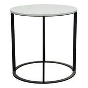 Surface Round End Table w/ Engineered Marble Top & Black Powder Coated Metal Base by Diamond Sofa - R&R Furniture Gallery (Fountain Valley, CA)