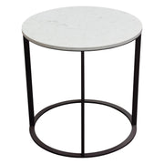 Surface Round End Table w/ Engineered Marble Top & Black Powder Coated Metal Base by Diamond Sofa - R&R Furniture Gallery (Fountain Valley, CA)