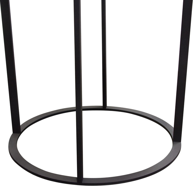 Surface Round End Table w/ Engineered Marble Top & Black Powder Coated Metal Base by Diamond Sofa - R&R Furniture Gallery (Fountain Valley, CA)