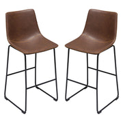 Theo Set of (2) Bar Height Chairs in Chocolate Leatherette w/ Black Metal Base by Diamond Sofa - R&R Furniture Gallery (Fountain Valley, CA)