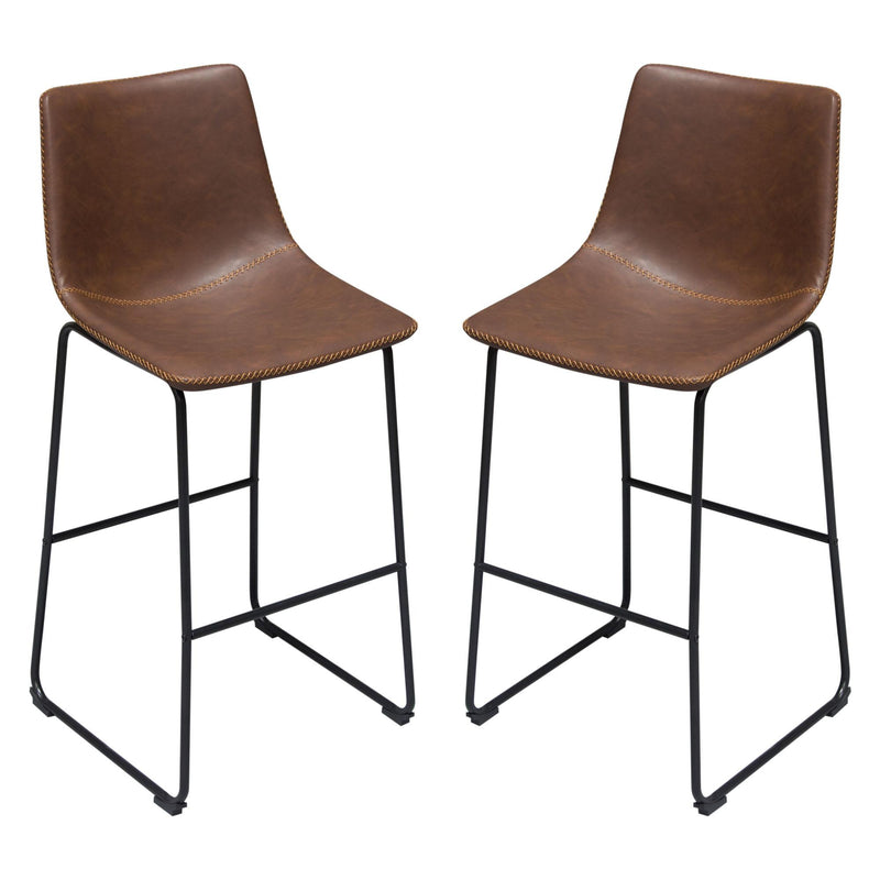 Theo Set of (2) Bar Height Chairs in Chocolate Leatherette w/ Black Metal Base by Diamond Sofa - R&R Furniture Gallery (Fountain Valley, CA)