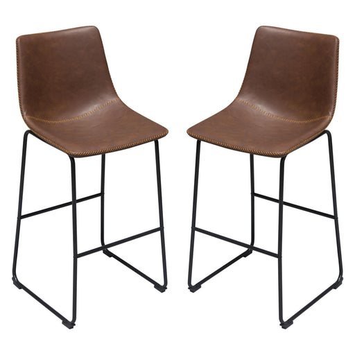 Theo Set of (2) Bar Height Chairs in Chocolate Leatherette w/ Black Metal Base by Diamond Sofa - R&R Furniture Gallery (Fountain Valley, CA)