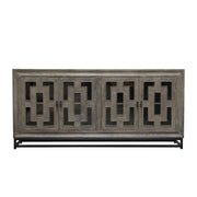 Bastille 76" 4-Door Solid Mango Wood Sideboard in Walnut Grey Finish w/ Black Iron Legs by Diamond Sofa - R&R Furniture Gallery (Fountain Valley, CA)