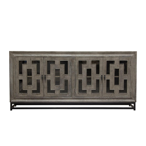 Bastille 76" 4-Door Solid Mango Wood Sideboard in Walnut Grey Finish w/ Black Iron Legs by Diamond Sofa - R&R Furniture Gallery (Fountain Valley, CA)