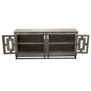 Bastille 76" 4-Door Solid Mango Wood Sideboard in Walnut Grey Finish w/ Black Iron Legs by Diamond Sofa - R&R Furniture Gallery (Fountain Valley, CA)