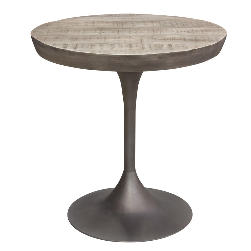 Beckham 30" Round Dining Table w/ Solid Mango Wood Top in Grey Finish w/ Gun Metal Base by Diamond Sofa - R&R Furniture Gallery (Fountain Valley, CA)
