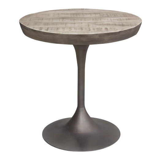 Beckham 30" Round Dining Table w/ Solid Mango Wood Top in Grey Finish w/ Gun Metal Base by Diamond Sofa - R&R Furniture Gallery (Fountain Valley, CA)