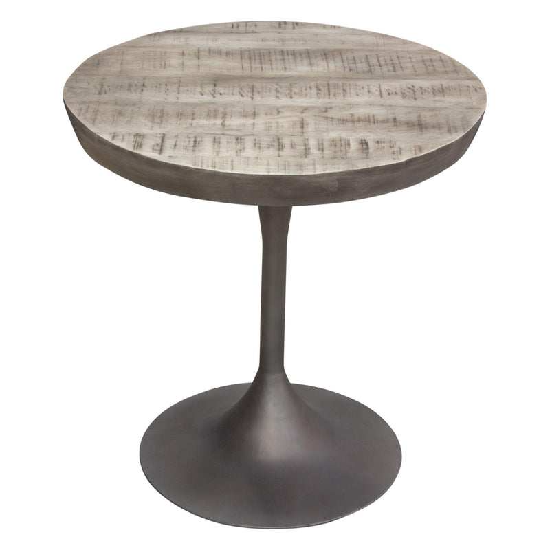 Beckham 30" Round Dining Table w/ Solid Mango Wood Top in Grey Finish w/ Gun Metal Base by Diamond Sofa - R&R Furniture Gallery (Fountain Valley, CA)