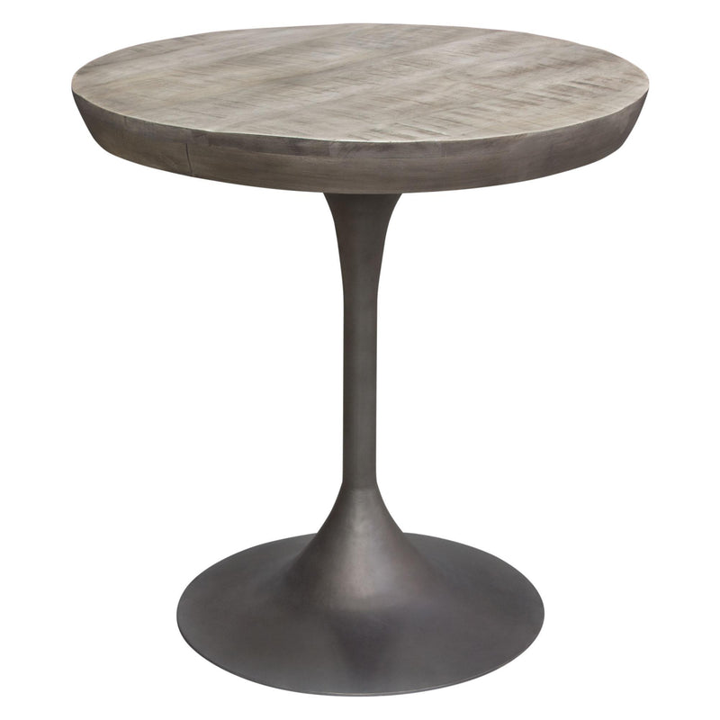 Beckham 30" Round Dining Table w/ Solid Mango Wood Top in Grey Finish w/ Gun Metal Base by Diamond Sofa - R&R Furniture Gallery (Fountain Valley, CA)