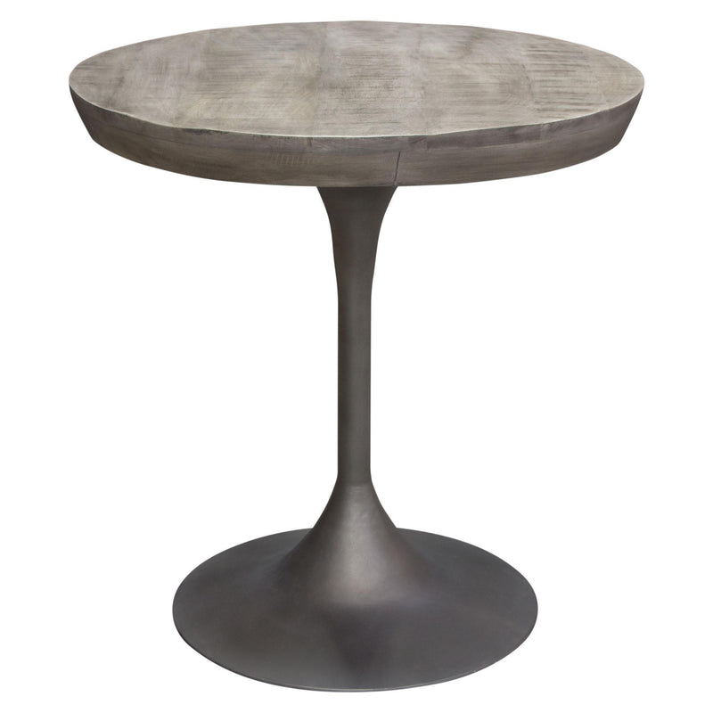 Beckham 30" Round Dining Table w/ Solid Mango Wood Top in Grey Finish w/ Gun Metal Base by Diamond Sofa - R&R Furniture Gallery (Fountain Valley, CA)