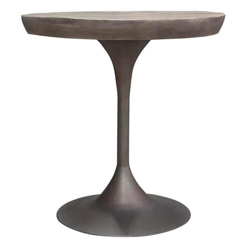 Beckham 30" Round Dining Table w/ Solid Mango Wood Top in Grey Finish w/ Gun Metal Base by Diamond Sofa - R&R Furniture Gallery (Fountain Valley, CA)