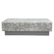 Gemini Genuine White Quartz Cocktail Table w/ Antique Silver Finished Base by Diamond Sofa - R&R Furniture Gallery (Fountain Valley, CA)
