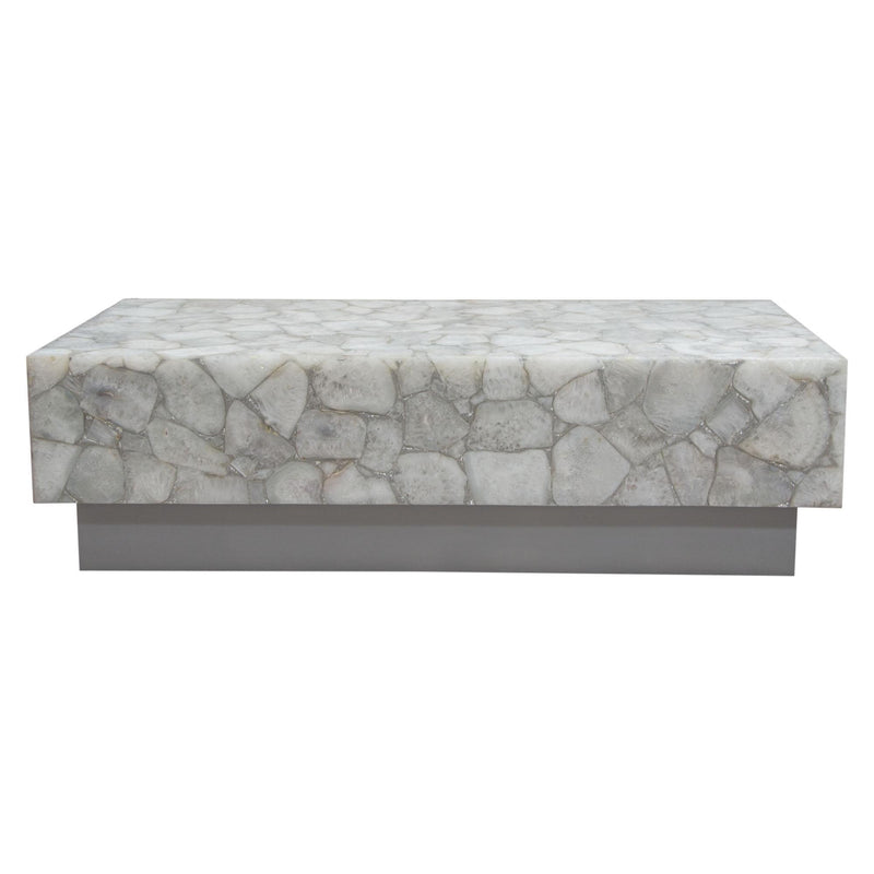 Gemini Genuine White Quartz Cocktail Table w/ Antique Silver Finished Base by Diamond Sofa - R&R Furniture Gallery (Fountain Valley, CA)