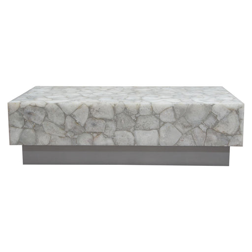 Gemini Genuine White Quartz Cocktail Table w/ Antique Silver Finished Base by Diamond Sofa - R&R Furniture Gallery (Fountain Valley, CA)