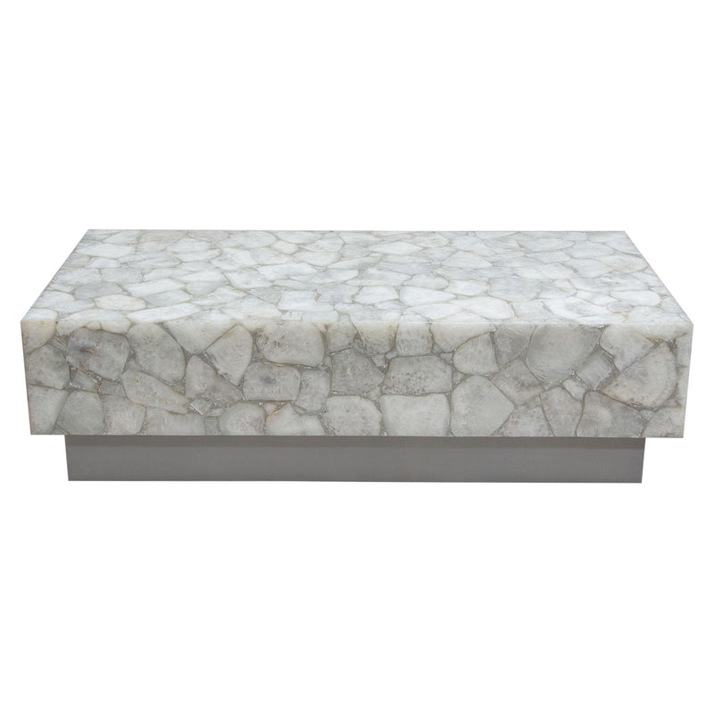 Gemini Genuine White Quartz Cocktail Table w/ Antique Silver Finished Base by Diamond Sofa - R&R Furniture Gallery (Fountain Valley, CA)