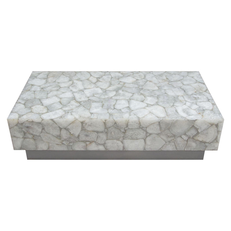 Gemini Genuine White Quartz Cocktail Table w/ Antique Silver Finished Base by Diamond Sofa - R&R Furniture Gallery (Fountain Valley, CA)