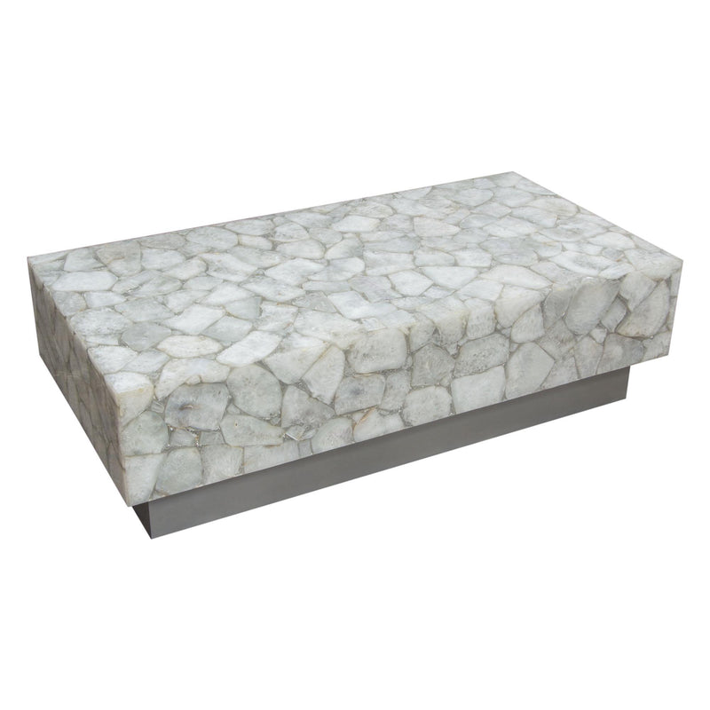 Gemini Genuine White Quartz Cocktail Table w/ Antique Silver Finished Base by Diamond Sofa - R&R Furniture Gallery (Fountain Valley, CA)