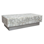 Gemini Genuine White Quartz Cocktail Table w/ Antique Silver Finished Base by Diamond Sofa - R&R Furniture Gallery (Fountain Valley, CA)