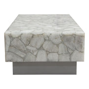 Gemini Genuine White Quartz Cocktail Table w/ Antique Silver Finished Base by Diamond Sofa - R&R Furniture Gallery (Fountain Valley, CA)