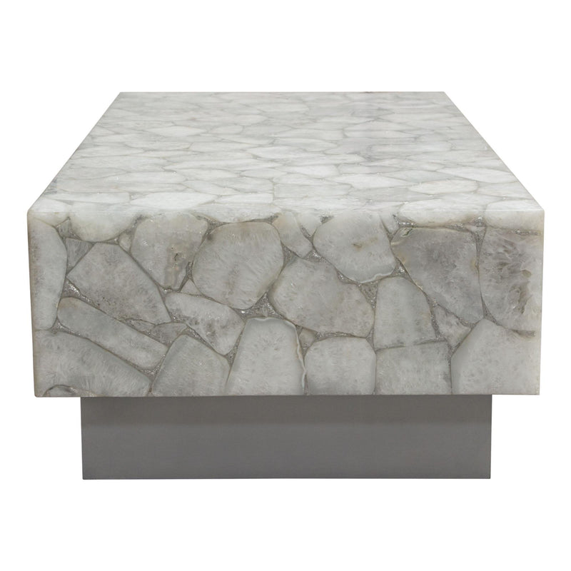 Gemini Genuine White Quartz Cocktail Table w/ Antique Silver Finished Base by Diamond Sofa - R&R Furniture Gallery (Fountain Valley, CA)