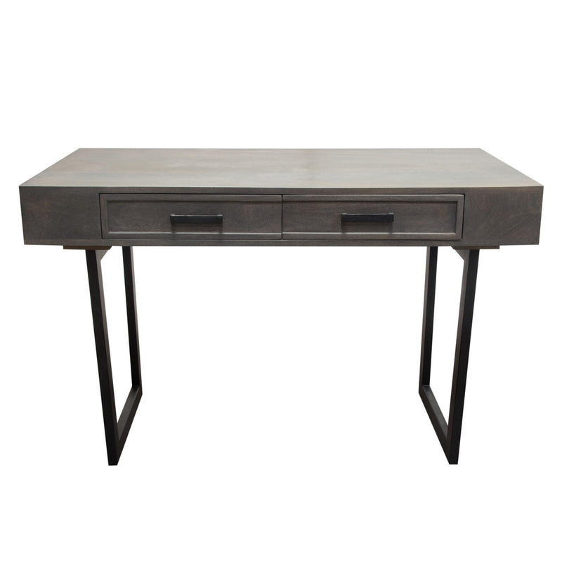 Hammond 2-Drawer Writing Desk in Solid Mango Wood Grey Finish & Black Iron Legs by Diamond Sofa - R&R Furniture Gallery (Fountain Valley, CA)