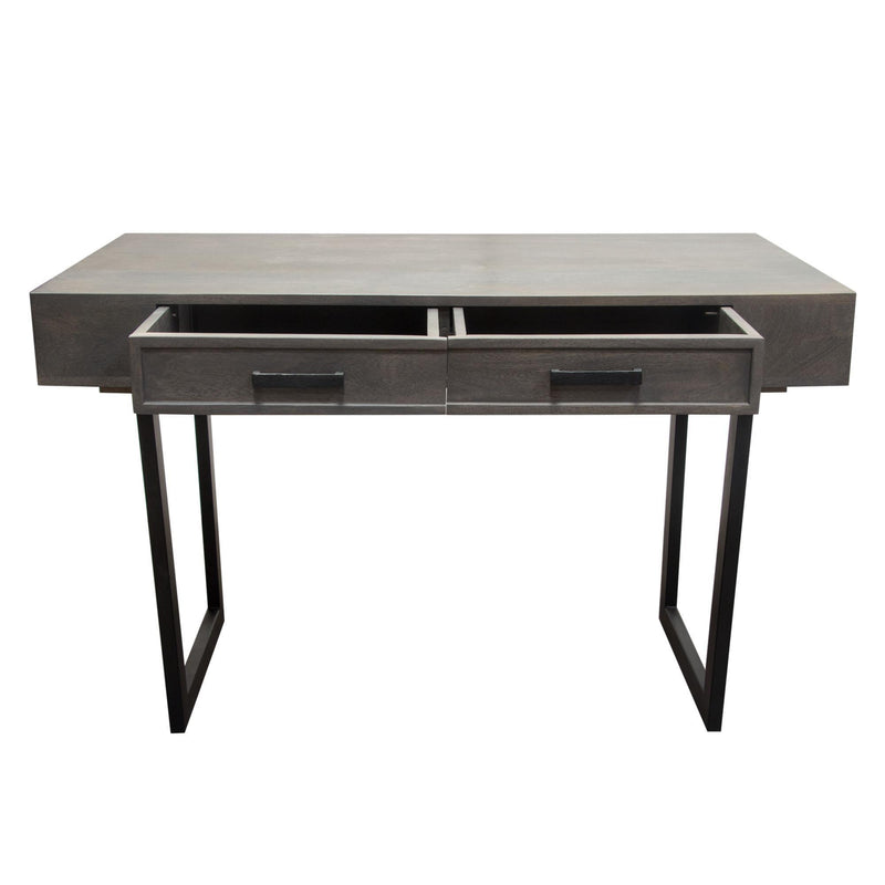 Hammond 2-Drawer Writing Desk in Solid Mango Wood Grey Finish & Black Iron Legs by Diamond Sofa - R&R Furniture Gallery (Fountain Valley, CA)