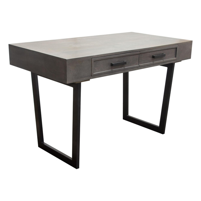 Hammond 2-Drawer Writing Desk in Solid Mango Wood Grey Finish & Black Iron Legs by Diamond Sofa - R&R Furniture Gallery (Fountain Valley, CA)