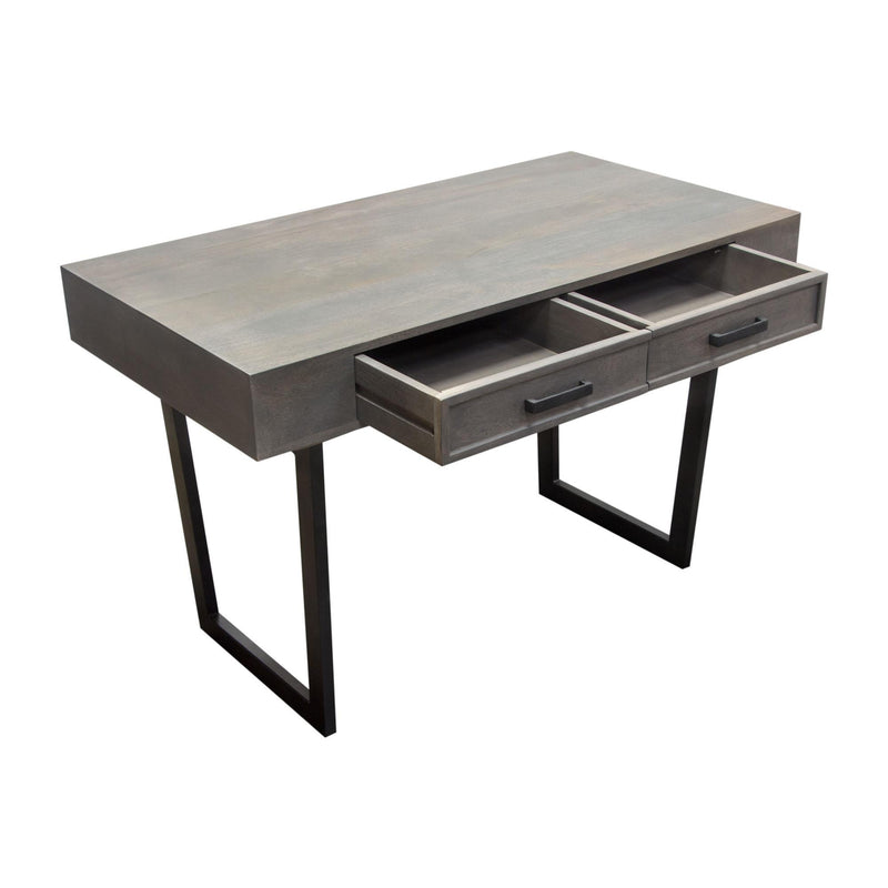 Hammond 2-Drawer Writing Desk in Solid Mango Wood Grey Finish & Black Iron Legs by Diamond Sofa - R&R Furniture Gallery (Fountain Valley, CA)